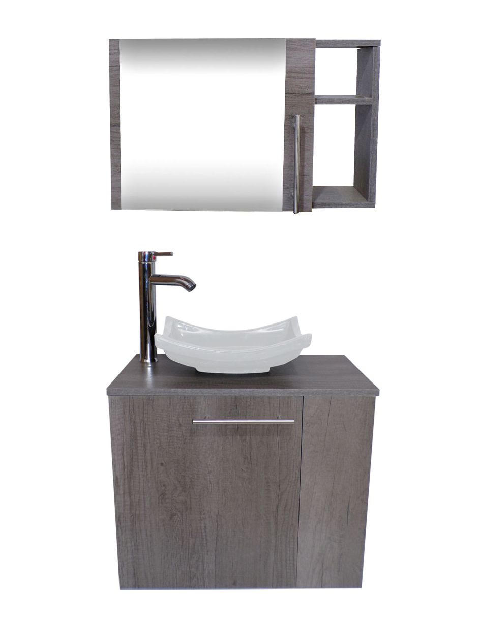 Combo De Gabinete Para Baño 07 Derecho Con Lavamanos Y Monomando + Botiquin Con Espejo