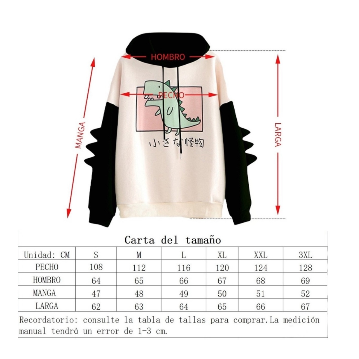 Sudadera Con Capucha De Dinosaurios Manga Larga Para Mujer Talla Grande