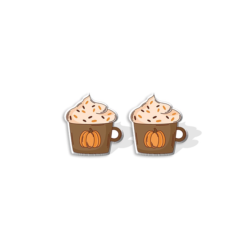 Aretes Pendientes Taza Calabaza Cuadrada Halloween Acrílicos Resina Epoxi Hombre Mujer Joyería