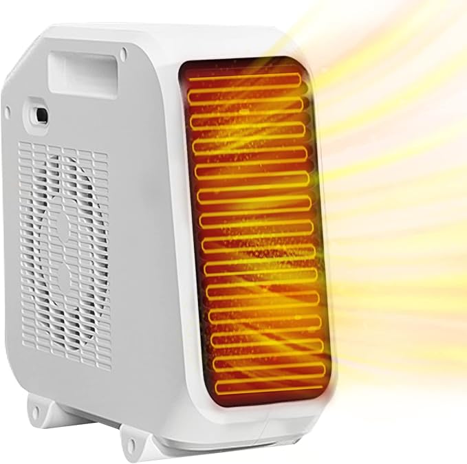 Calentador Electrónico,Heater y Ventilador de 1800 W con termostato ajustable, 2 Niveles de Potencia, Calefactores de sobremesa,Termostato regulable y calefactor de calentamiento rápido,Blanco Marca: TMOSLY.