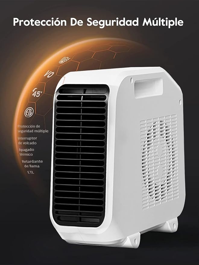 Calentador Electrónico,Heater y Ventilador de 1800 W con termostato ajustable, 2 Niveles de Potencia, Calefactores de sobremesa,Termostato regulable y calefactor de calentamiento rápido,Blanco Marca: TMOSLY.