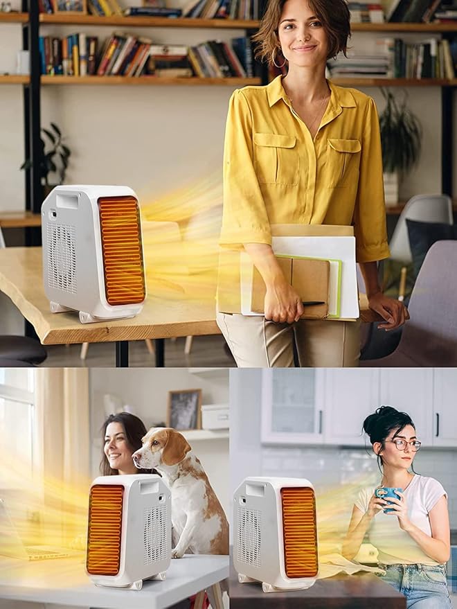 Calentador Electrónico,Heater y Ventilador de 1800 W con termostato ajustable, 2 Niveles de Potencia, Calefactores de sobremesa,Termostato regulable y calefactor de calentamiento rápido,Blanco Marca: TMOSLY.