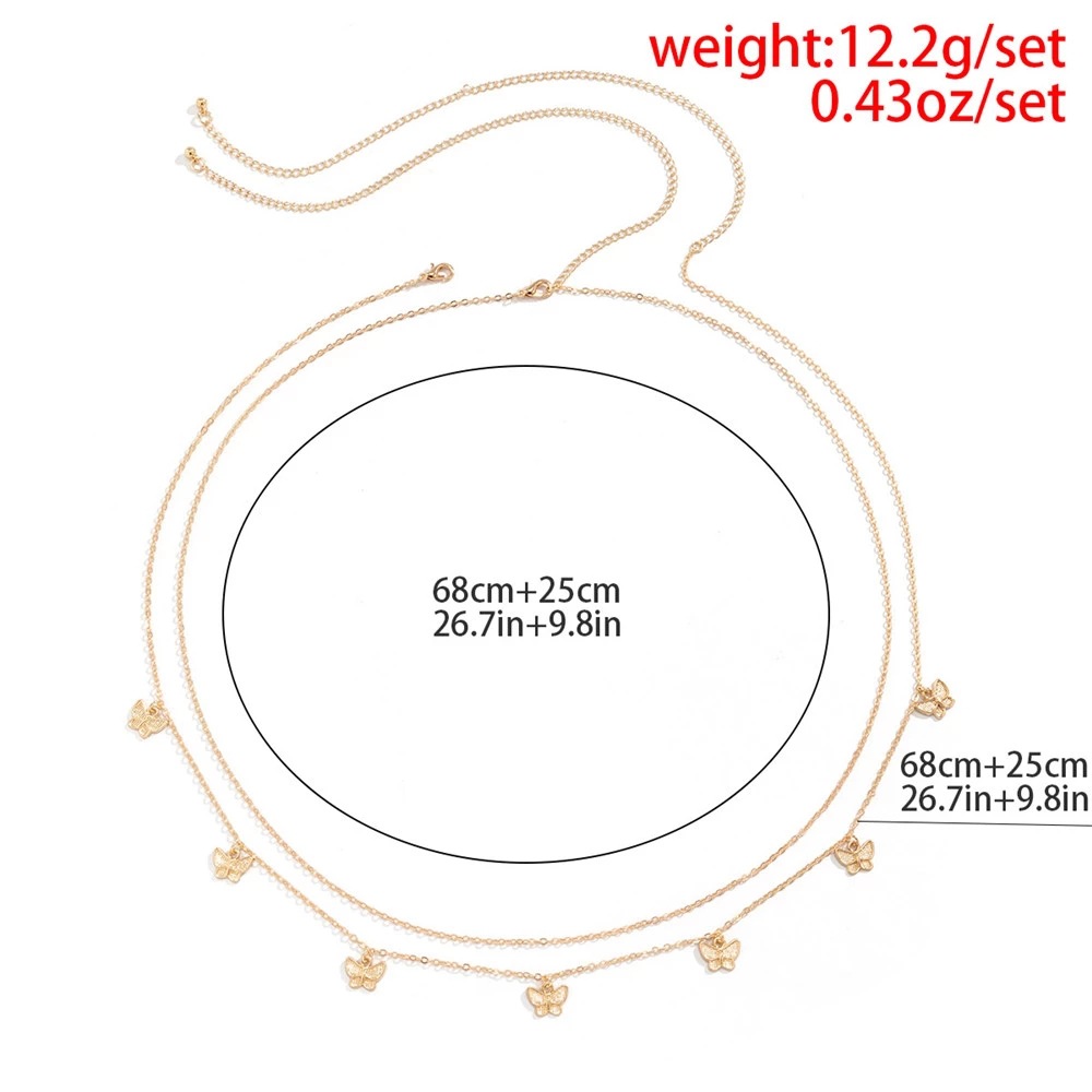 2 Cadenas Cintura Doble Delgada Mujer Mariposa Encantadora Joyeria Corporal