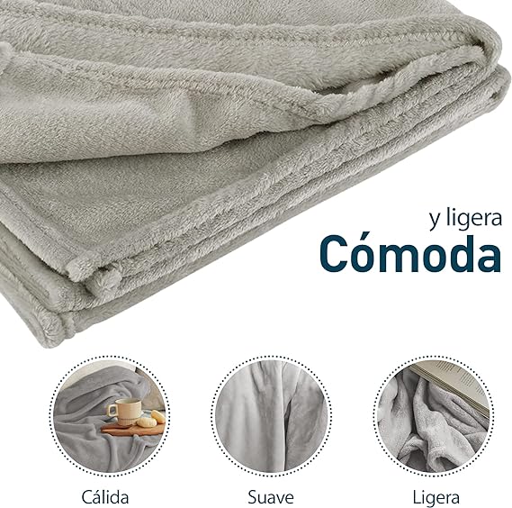 A Bluelander Cobija King Size, Franela de Alta Calidad, Frazada Cómoda y Calientita Tejido Suave y Cálido, Manta de 100% Poliéster Ultrasuave, Calidad Premium (2, Perla, King Size).