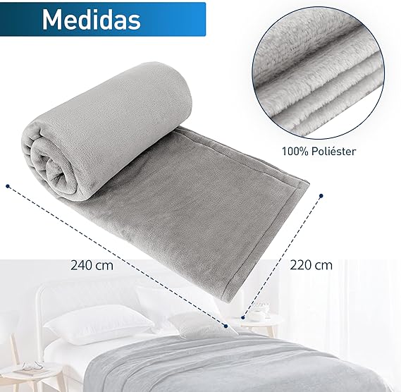 A Bluelander Cobija King Size, Franela de Alta Calidad, Frazada Cómoda y Calientita Tejido Suave y Cálido, Manta de 100% Poliéster Ultrasuave, Calidad Premium (2, Perla, King Size).