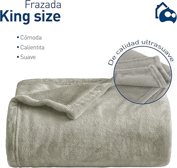 A Bluelander Cobija King Size, Franela de Alta Calidad, Frazada Cómoda y Calientita Tejido Suave y Cálido, Manta de 100% Poliéster Ultrasuave, Calidad Premium (2, Perla, King Size).