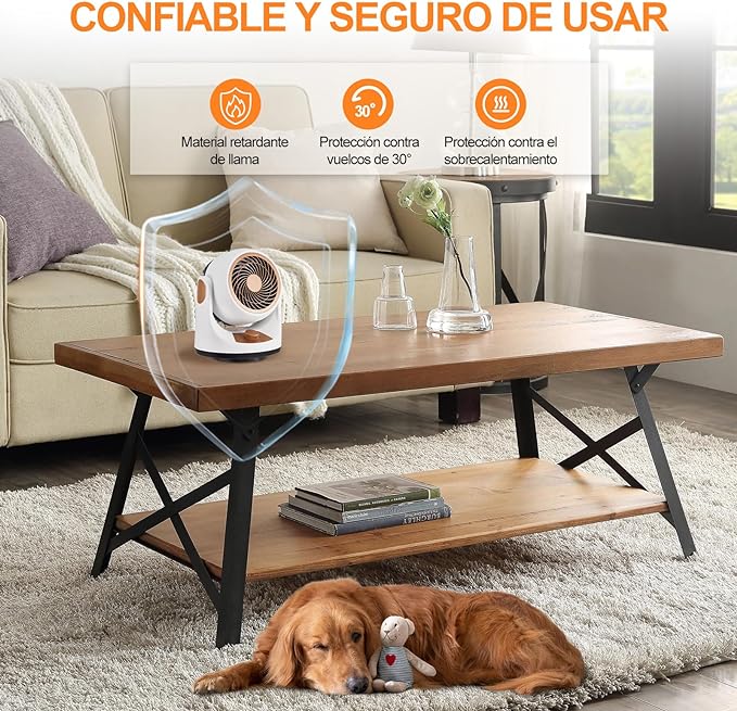 Calefactor eléctrico, calefactores de bajo consumo de 1500 W para uso en interiores, ventilador calefactor portátil de dos velocidades para oficina con protección contra sobrecalentamiento pequeño.