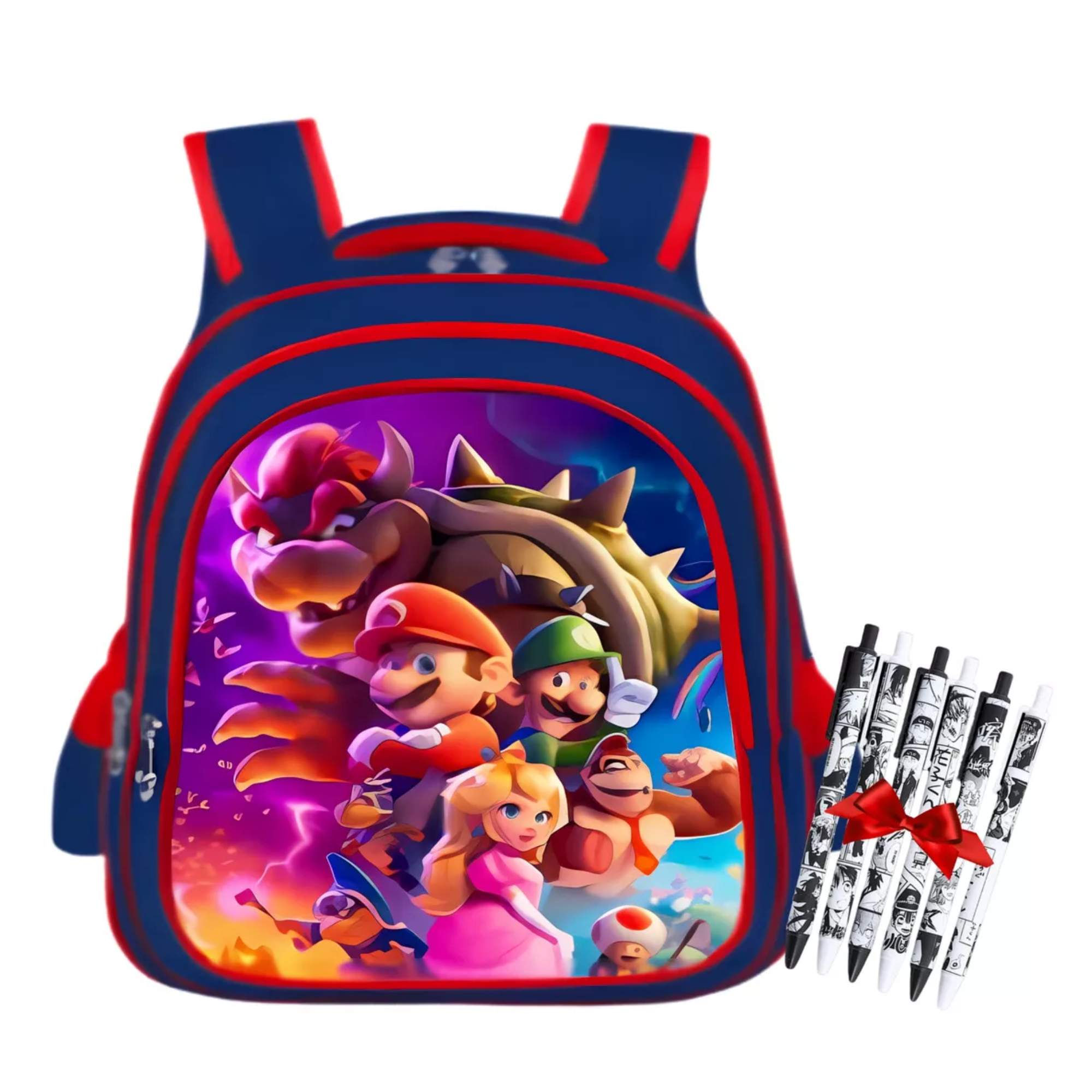 Mochila Lenticular 3D Mario Bros Escolar, Juvenil, Estudiante Mochila con tirantes Casual Diseño Mario Bros