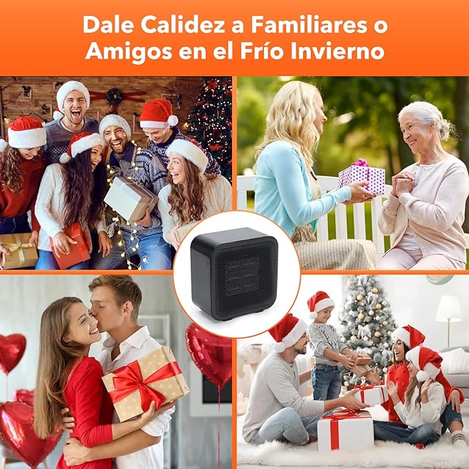 Calefactor,Calentador electrico para hogar 600 W,Calefactor electrico de oficina, Protegido contra sobrecalentamiento y vuelco,Calentador conveniente para uso en interiores, oficina, hoga.