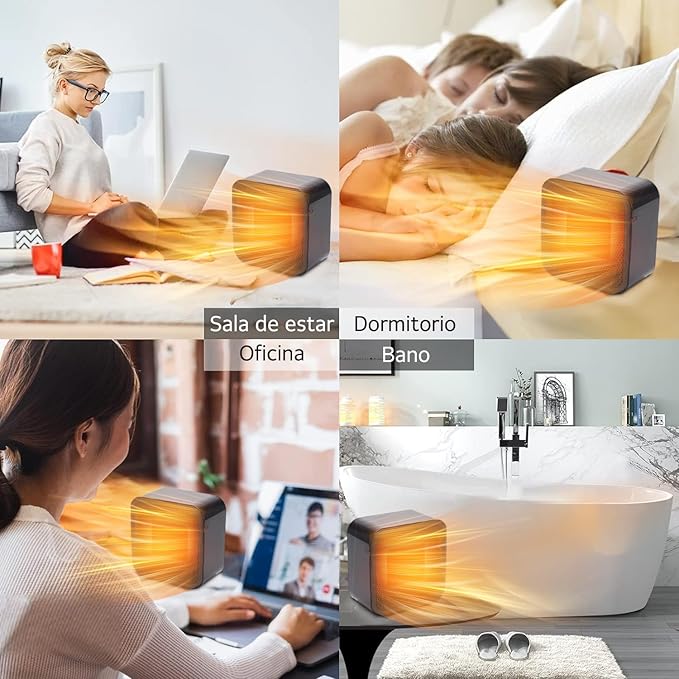 Calefactor,Calentador electrico para hogar 600 W,Calefactor electrico de oficina, Protegido contra sobrecalentamiento y vuelco,Calentador conveniente para uso en interiores, oficina, hoga.
