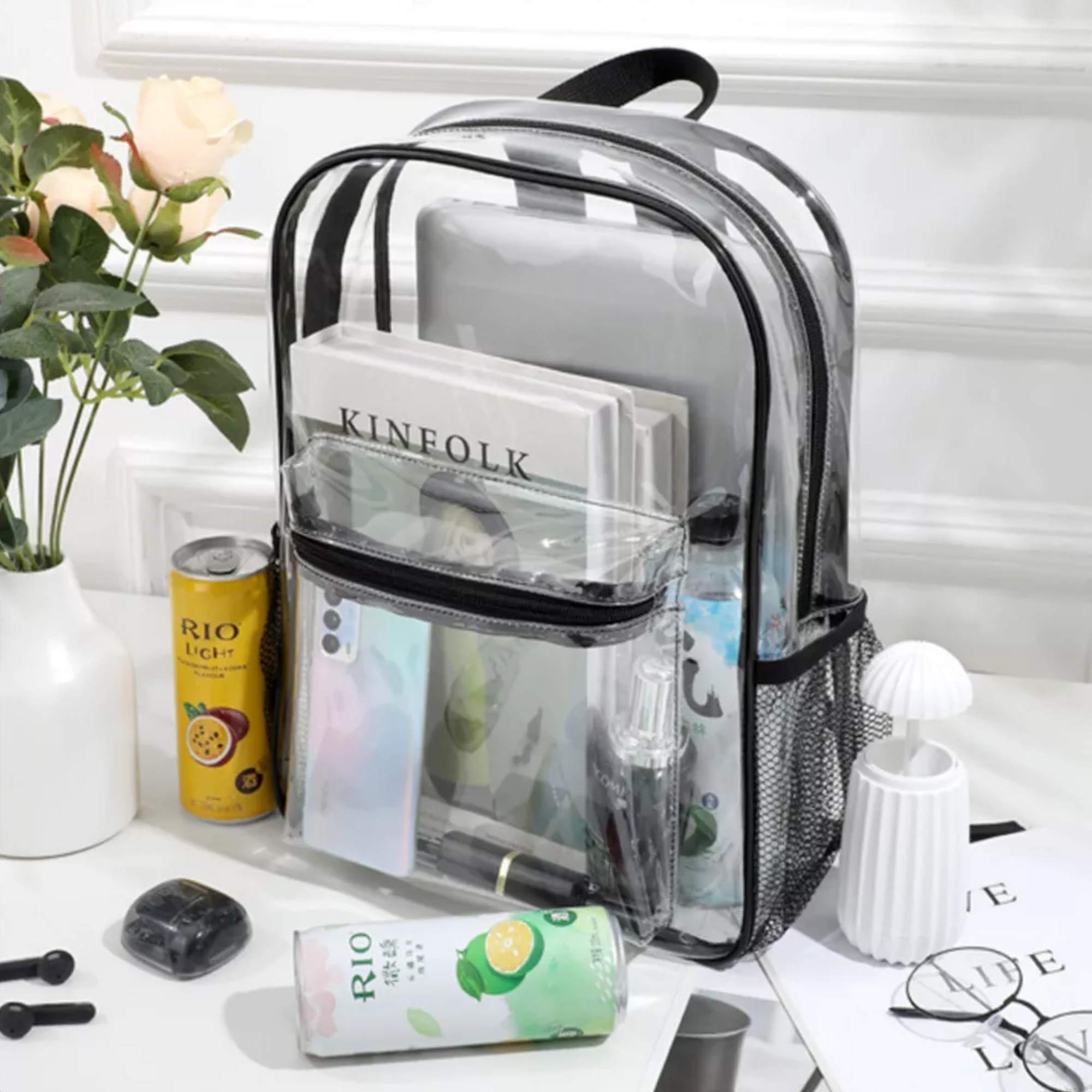 Mochila Transparente Para Hombre Mujer Niños Escolares Conciertos Multiusos Trendy Resistente Versatil