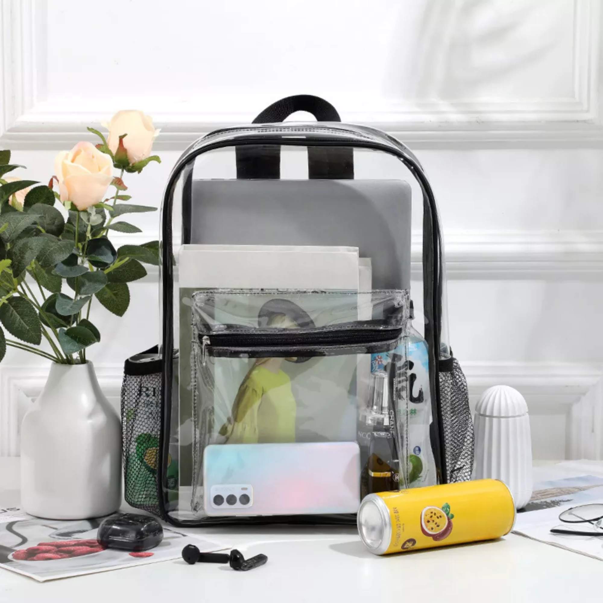 Mochila Transparente Para Hombre Mujer Niños Escolares Conciertos Multiusos Trendy Resistente Versatil