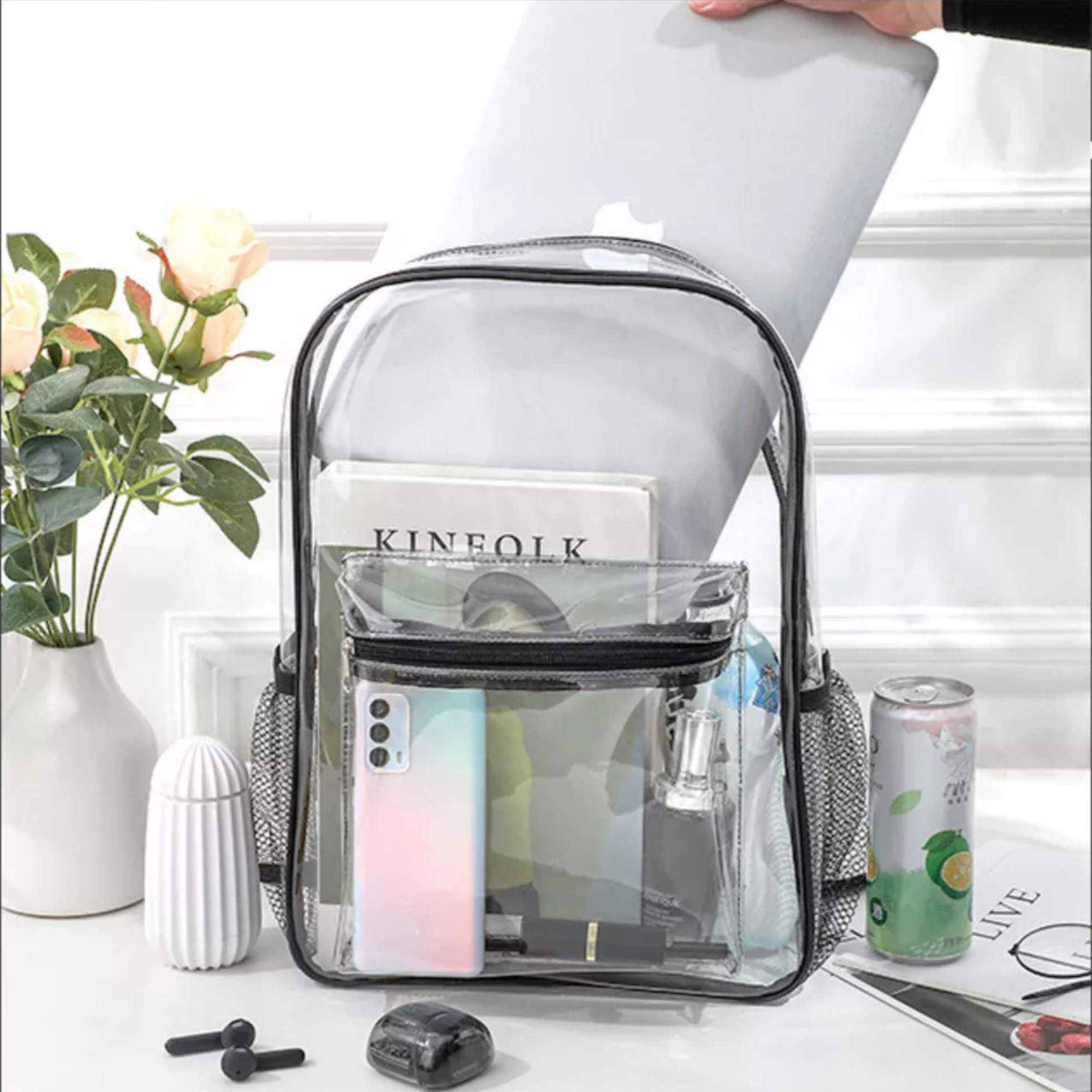 Mochila Transparente Para Hombre Mujer Niños Escolares Conciertos Multiusos Trendy Resistente Versatil