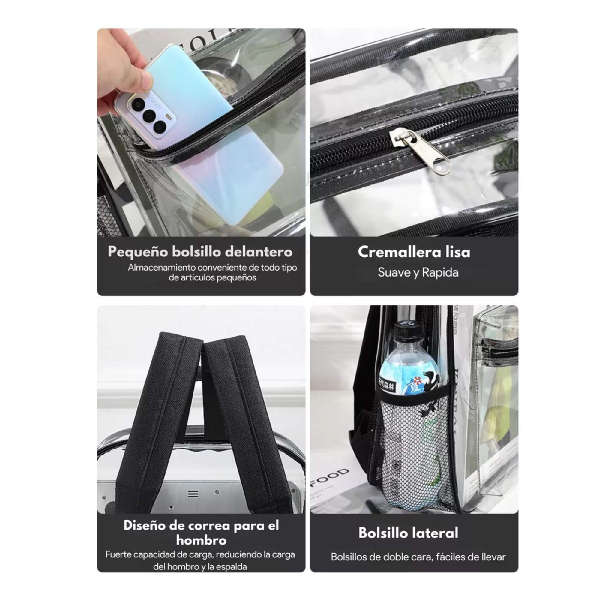 Mochila Transparente Para Hombre Mujer Niños Escolares Conciertos Multiusos Trendy Resistente Versatil