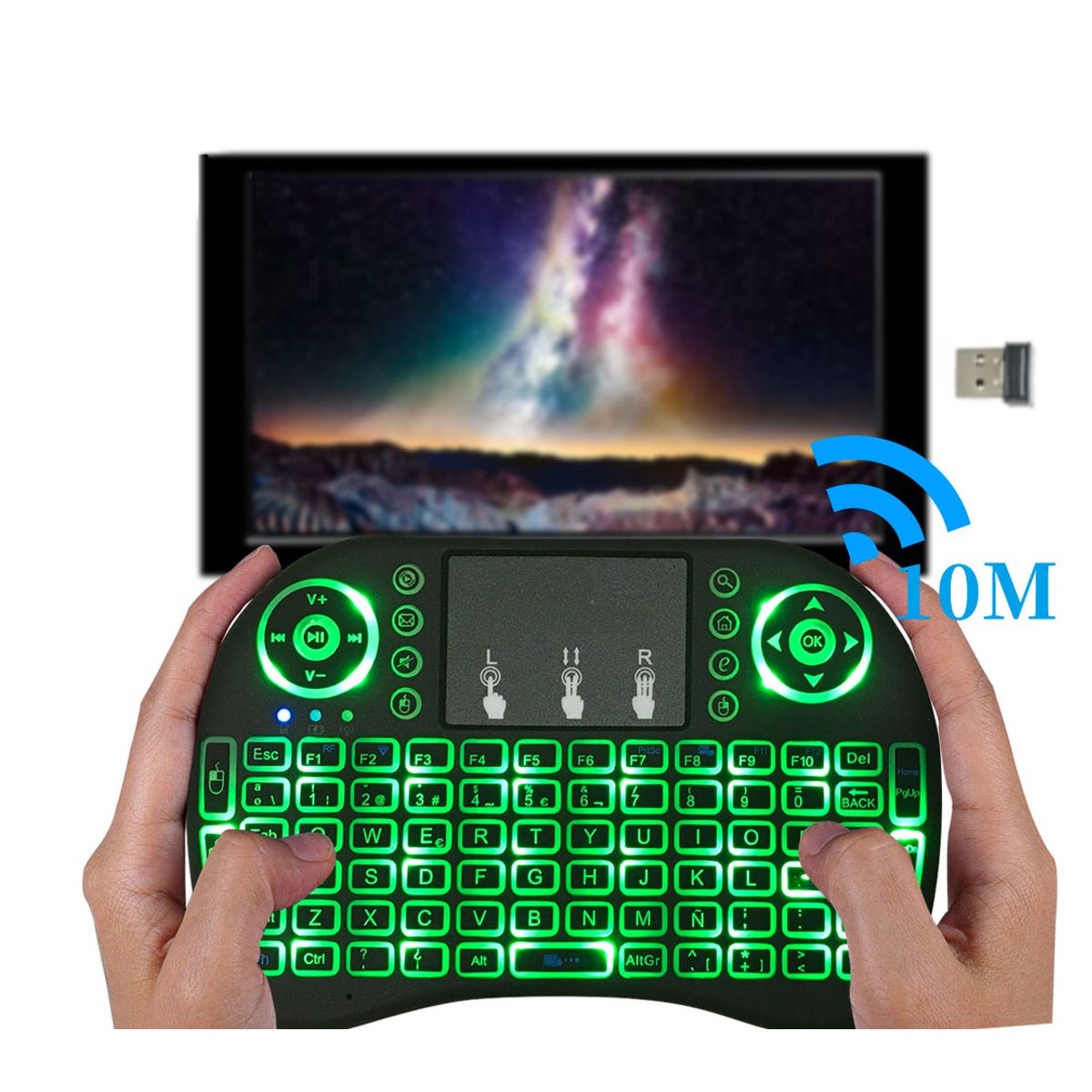 Mini Teclado Inalambrico Recargable Retroiluminado Tecla Ñ Para Smarttv PC Laptop.
