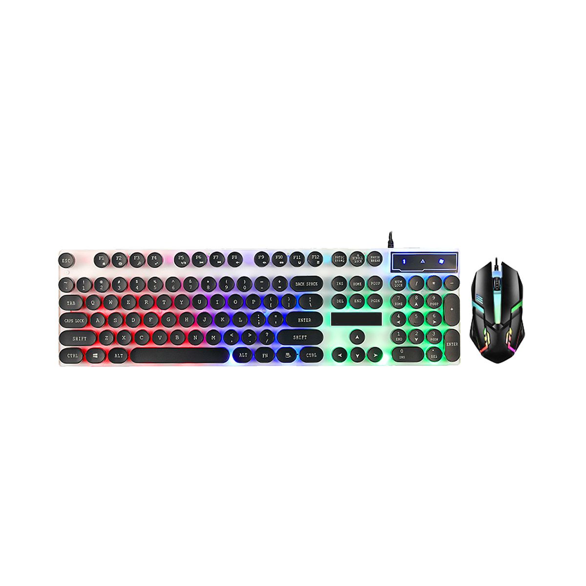 Kit Teclado Y Mouse Gamer Iluminacion RGB USB Blanco.