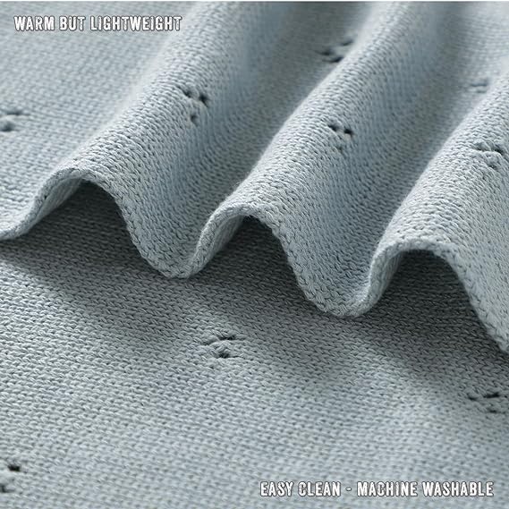 A Bleu La La - Manta Envolvente orgánica para bebé, 100% algodón orgánico Suave de Punto cálido y Acogedor, para recién Nacidos, bebés y niños pequeños (Azul Polvo).