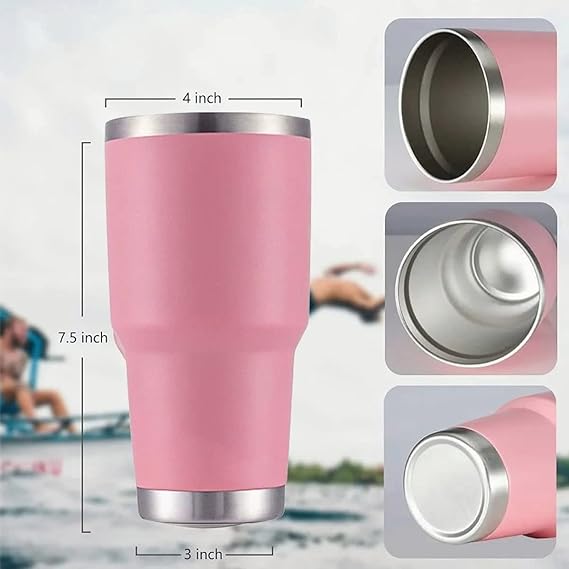 A 30 Oz Termo de Acero Inoxidable, BAKEWAY Vaso Térmico de Acero Inoxidable para Calor y Frío, Termo para Café con Tapa Hermética Antifugas para Exteriores, Oficinas, Hogar (887.206 ml) (Rosa).