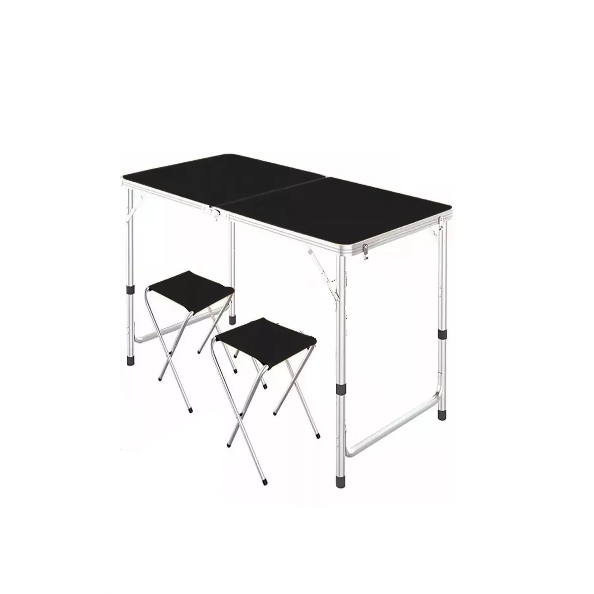 Mesa Plegable Portafolio 90cm Con 2 Sillas Portátiles Jardin Negro.
