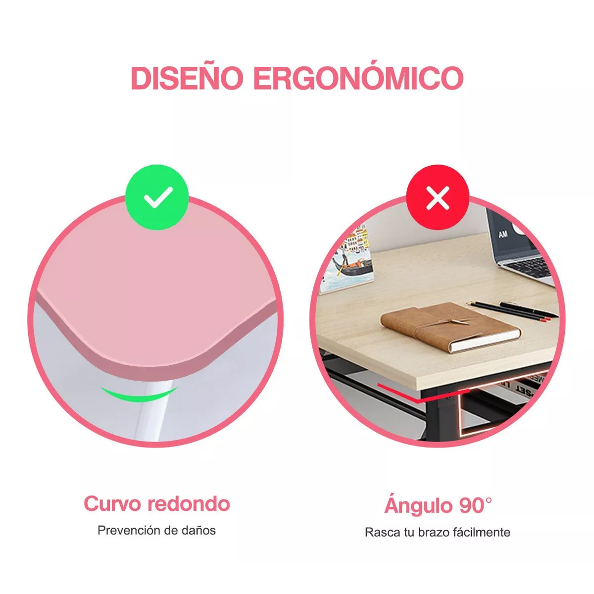 Mesa Plegable Portafolio De Madera Soporte Laptop Portátil Rosa.