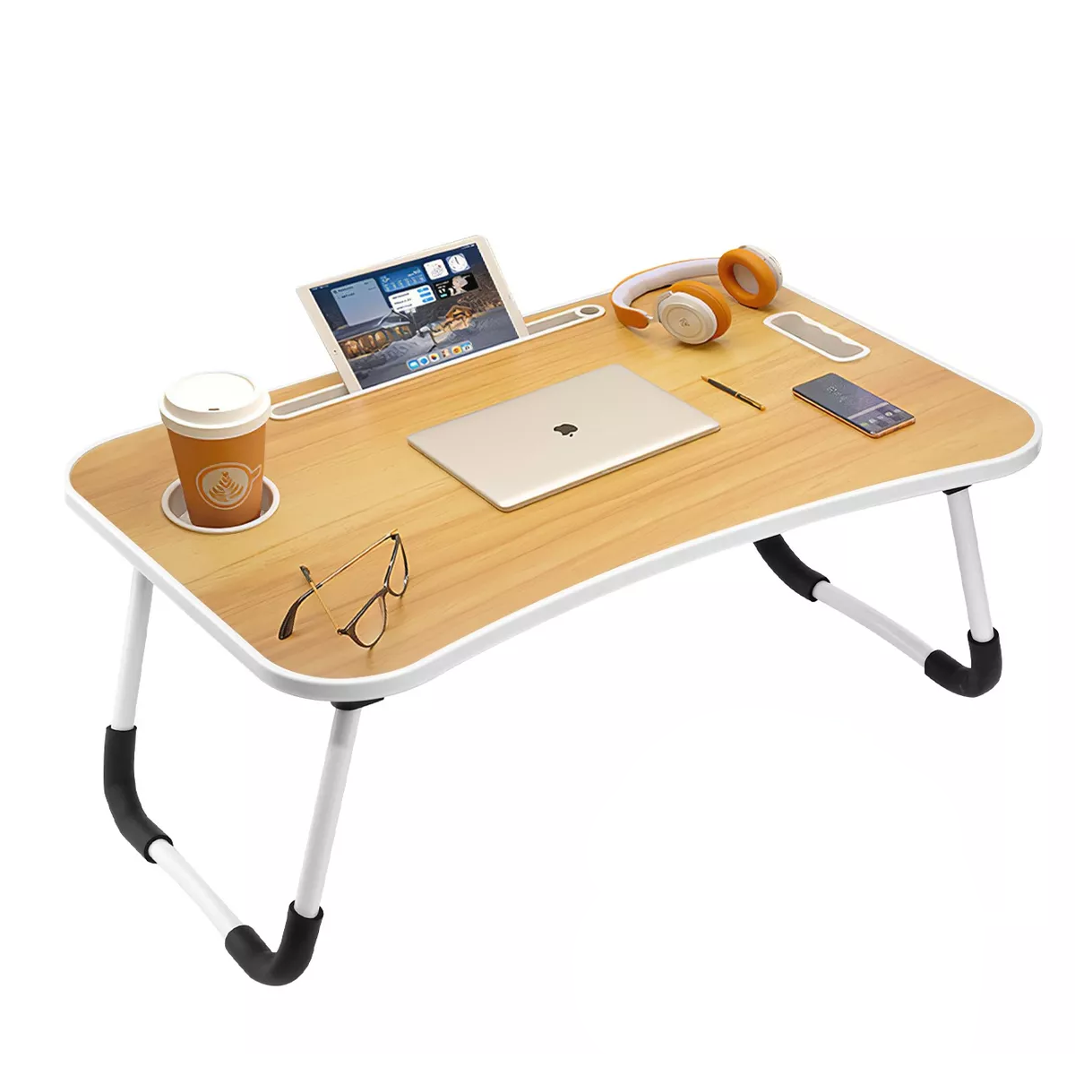 Mesa Plegable De Madera Soporte Para Laptop Con Asa Portátil Madera.