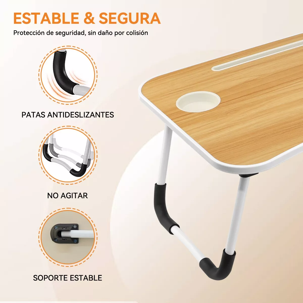 Mesa Plegable De Madera Soporte Para Laptop Con Asa Portátil Madera.