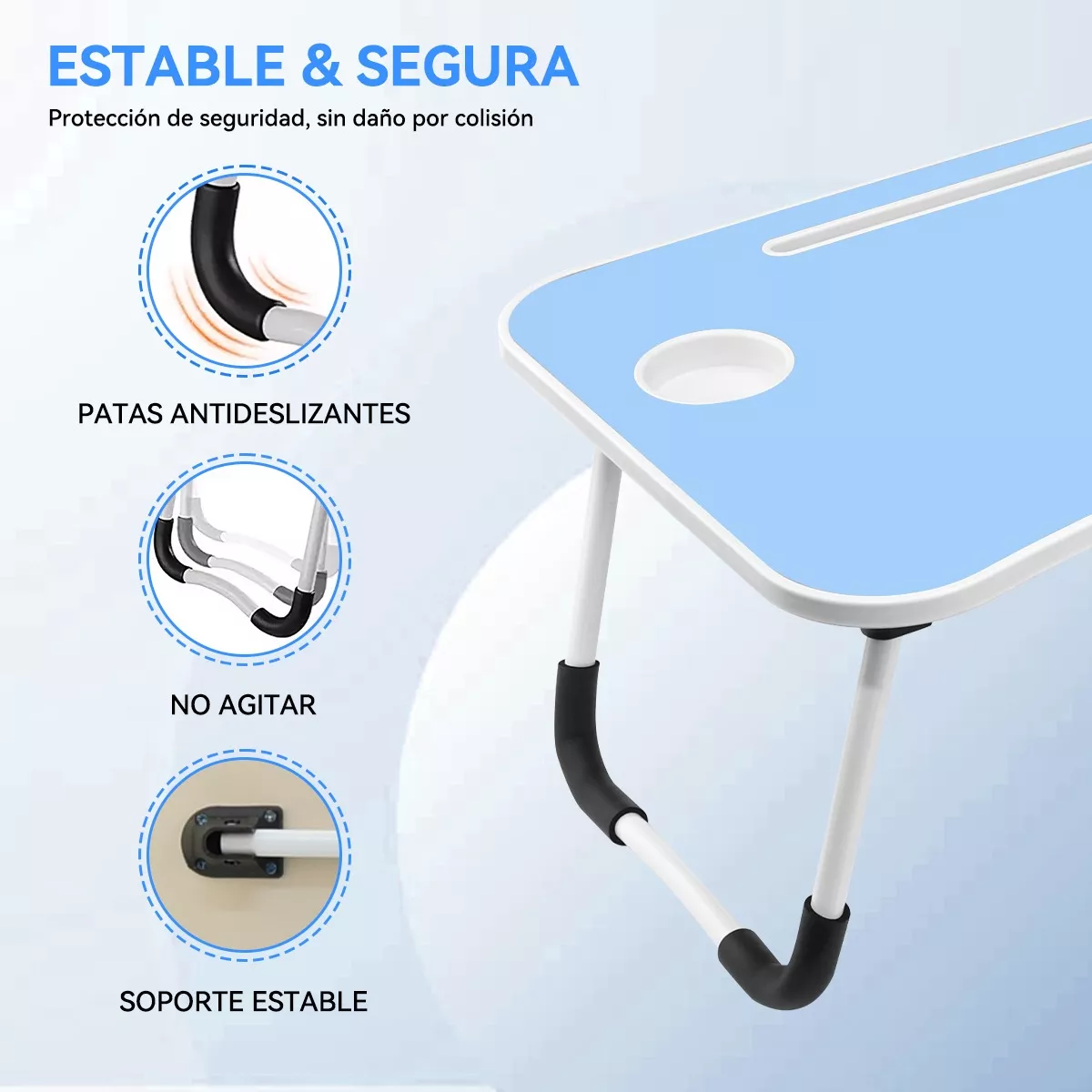 Mesa Plegable Portátil Para Laptop/cama Multiusos Escritorio Azul.