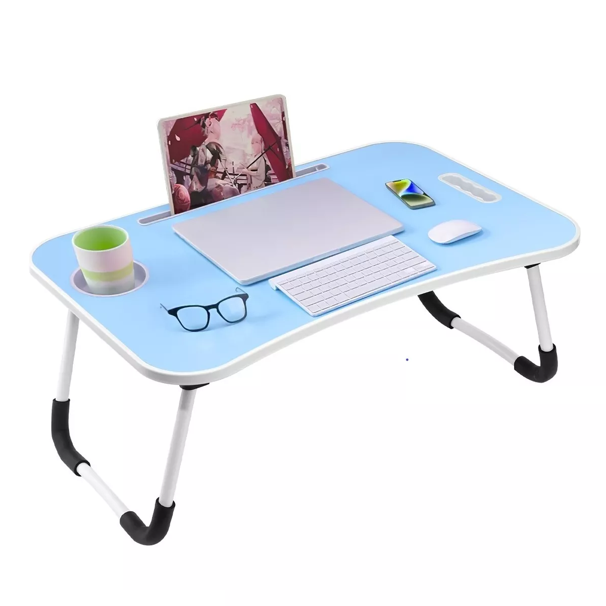 Mesa Plegable Portátil Para Laptop/cama Multiusos Escritorio Azul.