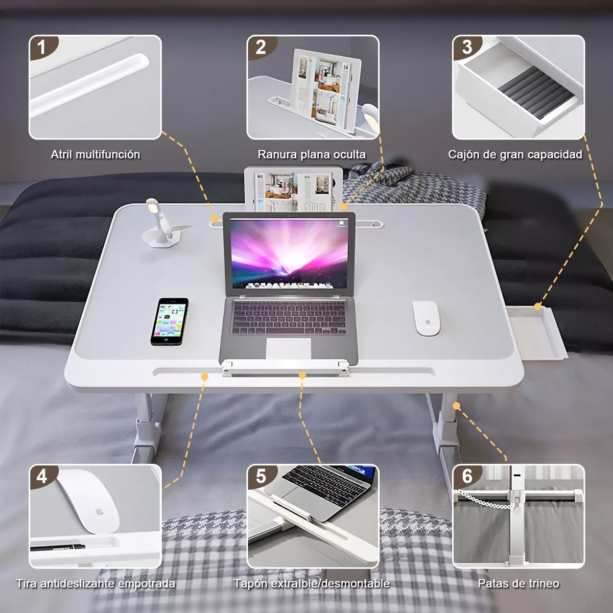 Mesa Plegable De Elevación De Computadora Para Cama.