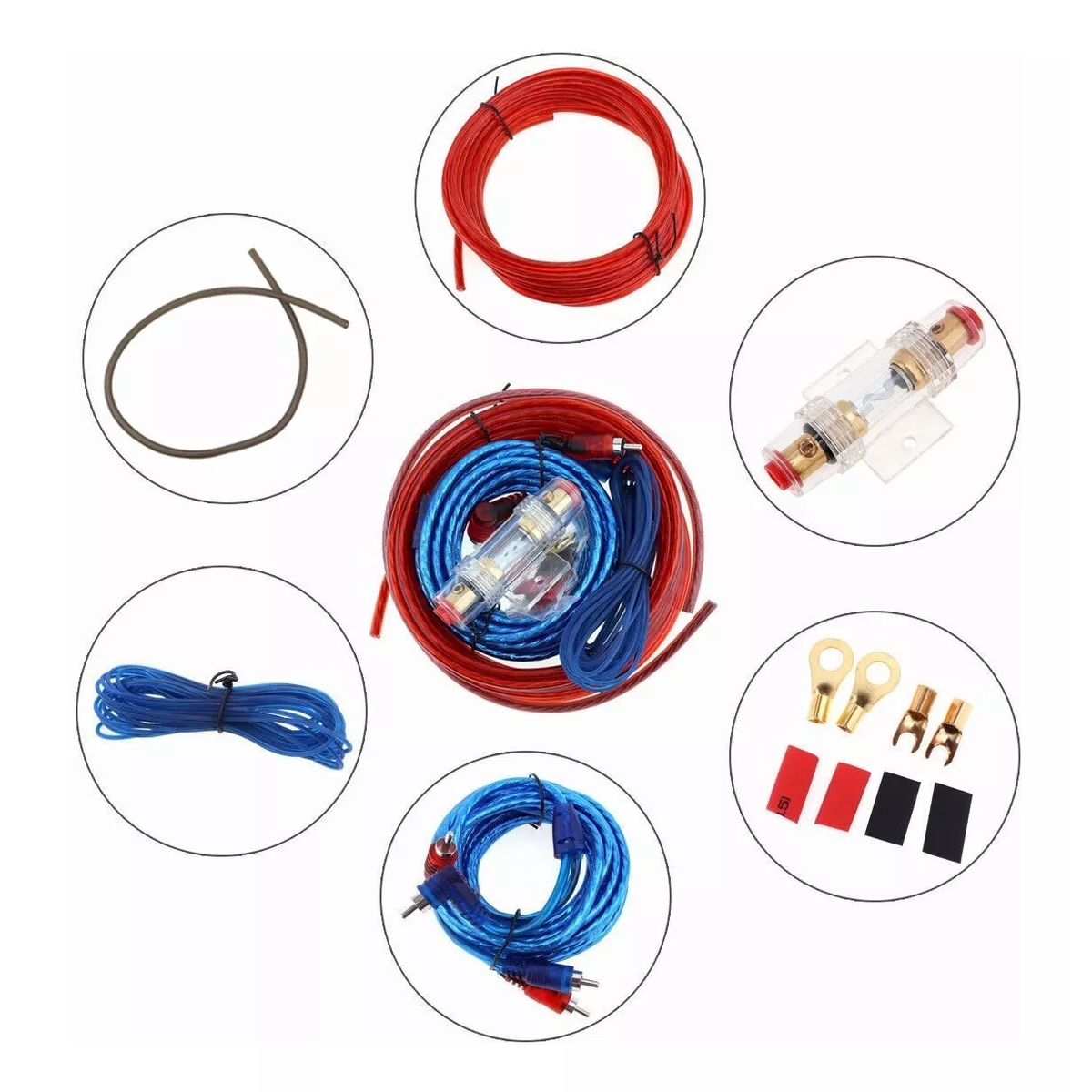 Kit Instalación De Cable Audio Auto 13ga Cables Rca De Audio.