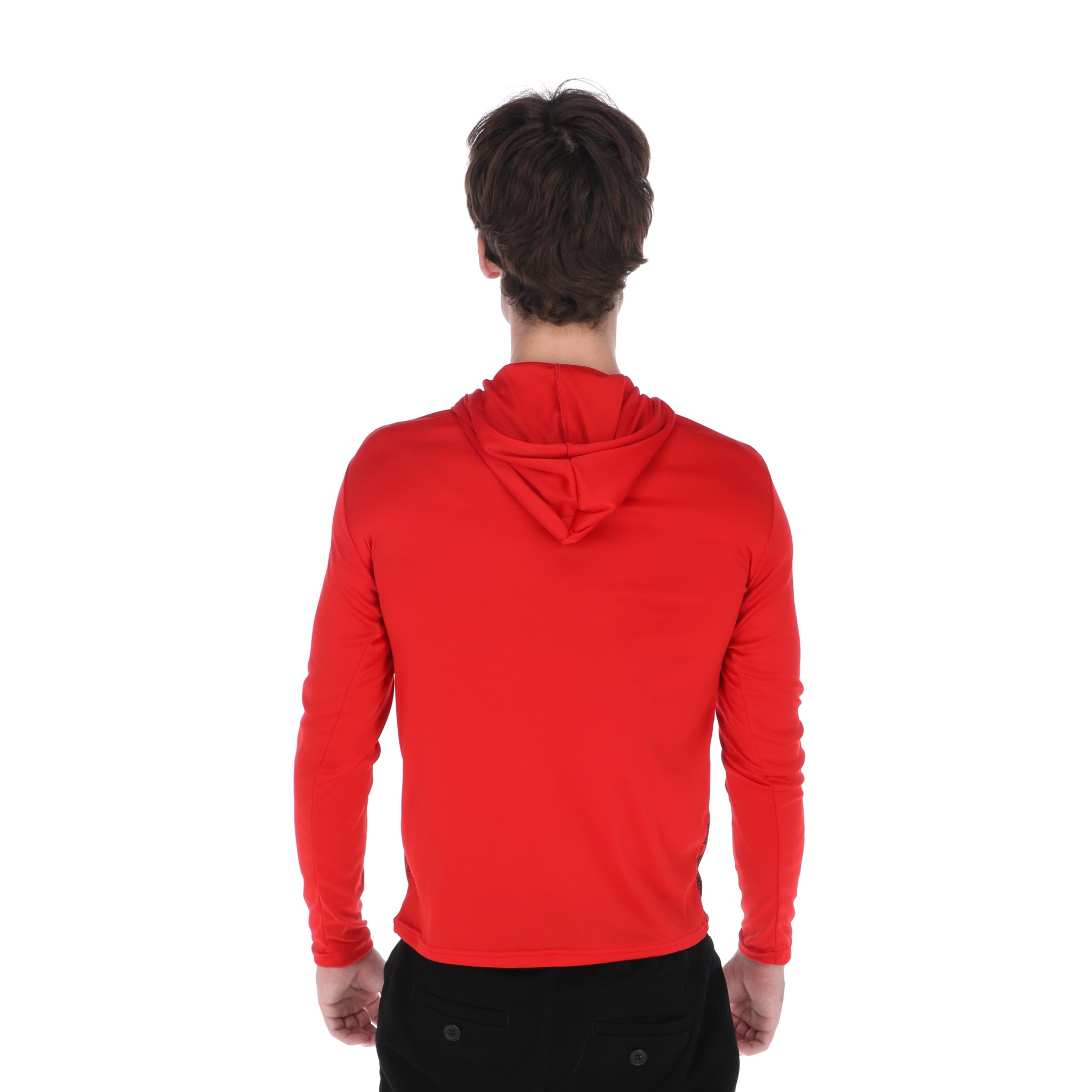 Playera Deportiva Manga Larga Con Capucha Color Rojo Para Hombre CHB Chili Beans Clothing Co..