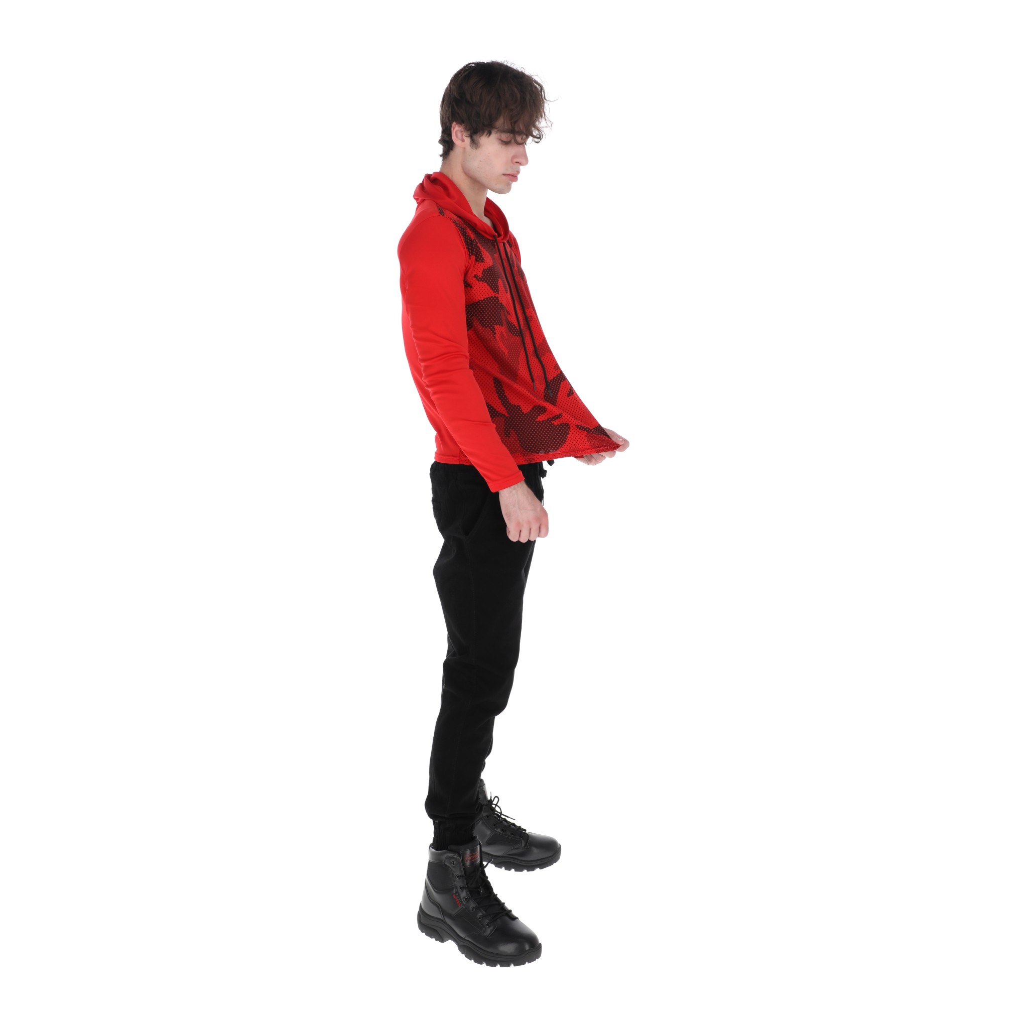 Playera Deportiva Manga Larga Con Capucha Color Rojo Para Hombre CHB Chili Beans Clothing Co..