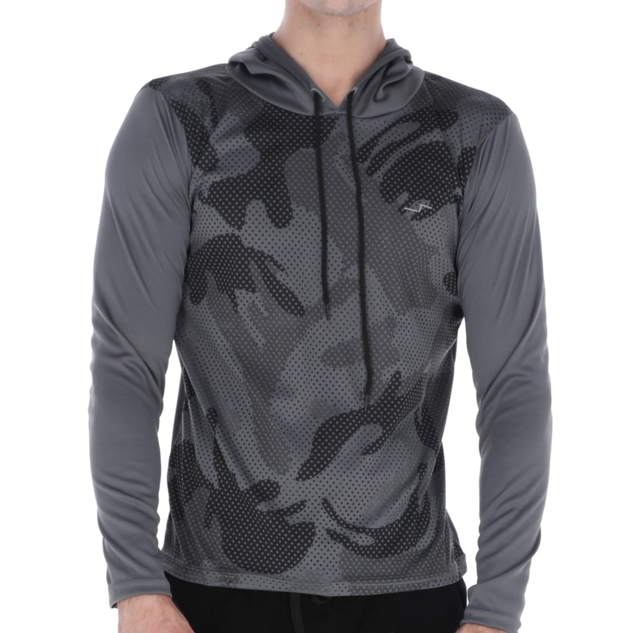 Playera Deportiva Manga Larga Con Capucha Color Gris Para Hombre CHB Chili Beans Clothing Co.