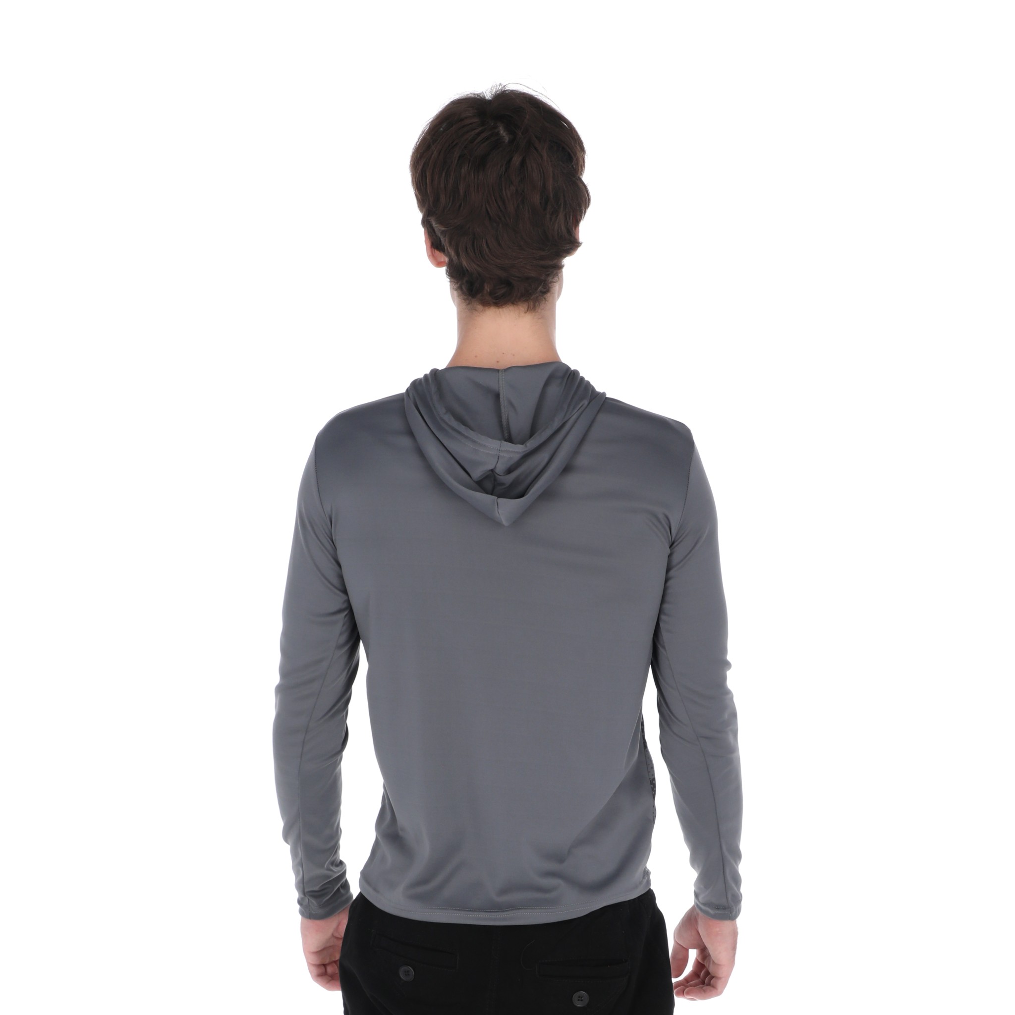 Playera Deportiva Manga Larga Con Capucha Color Gris Para Hombre CHB Chili Beans Clothing Co.