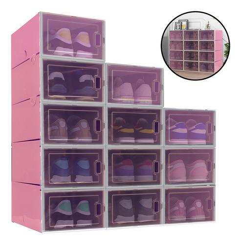Cajas Organizadoras Cajoneras Apilables Para Zapatos 12 Pzs.