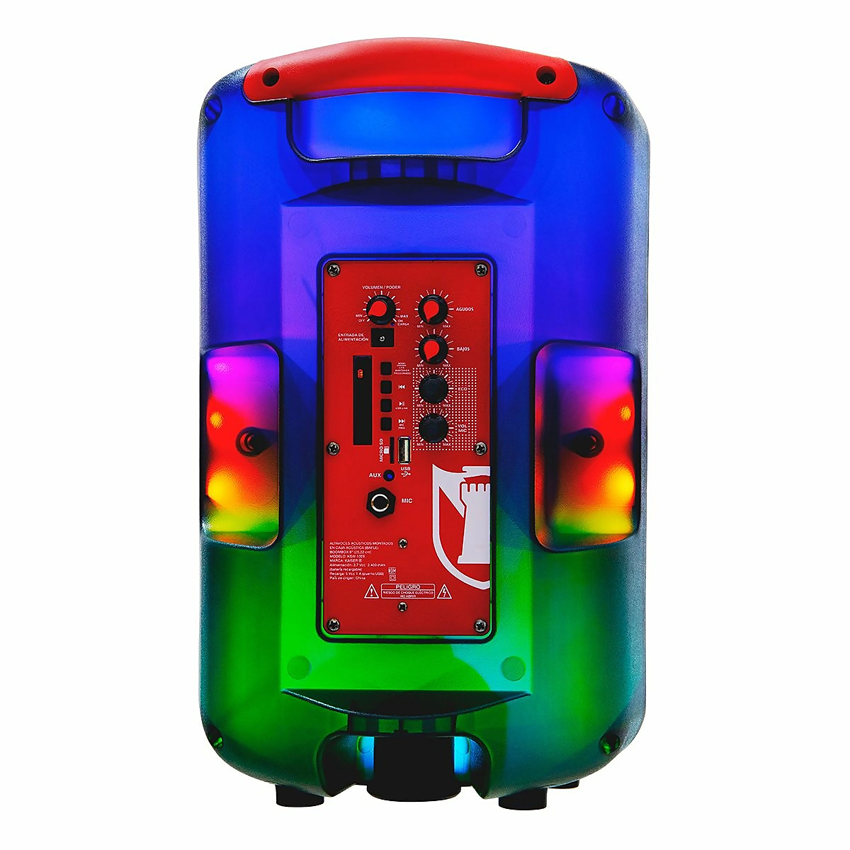 Bocina Bafle 8'' Flame Lightning Semi Trasparente Ksr-link KSW-1009