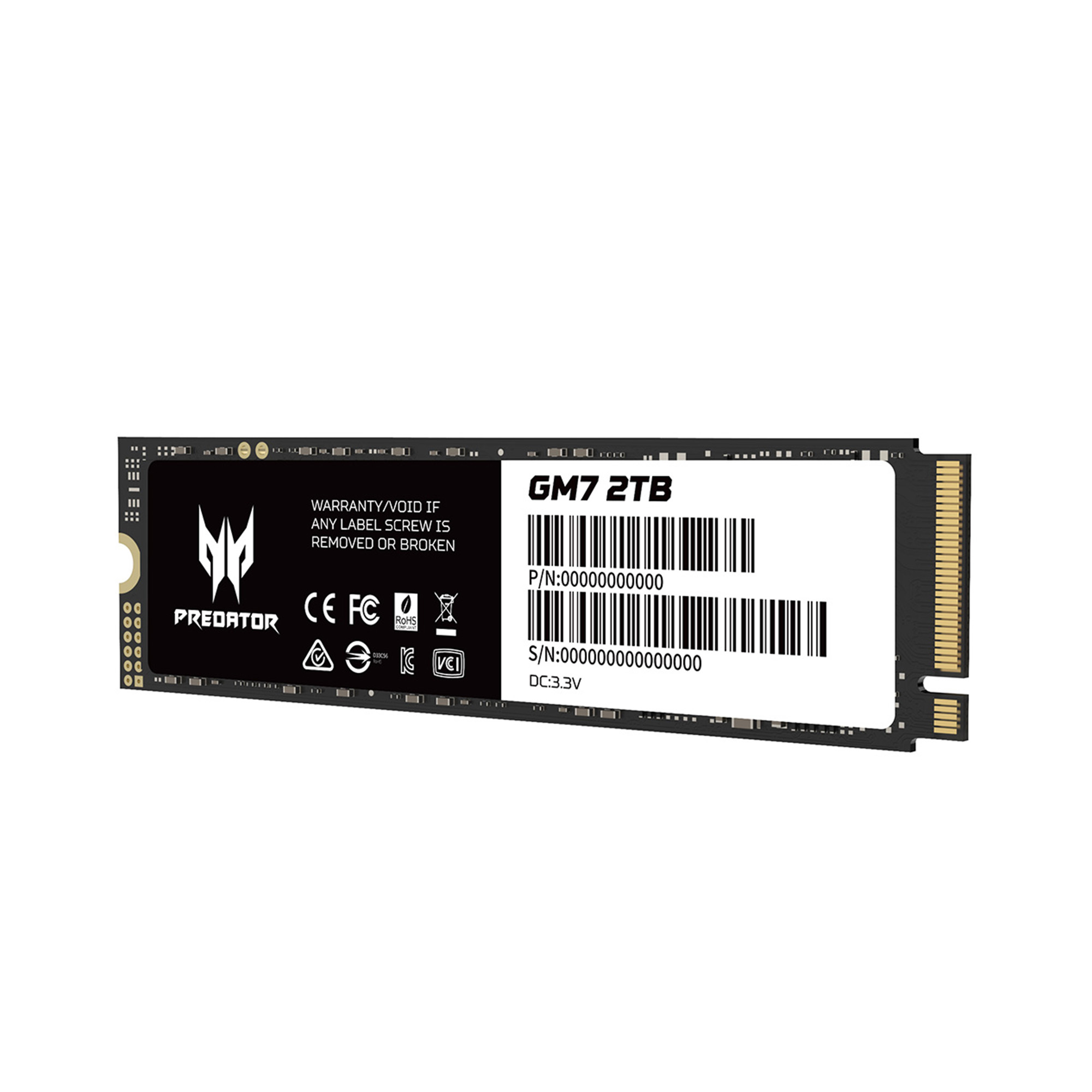 Unidad de Estado Sólido Predator GM7 de 2 TB, M2 2280, NVMe PCIe Gen 4X4, 7400/6300 MB/s.