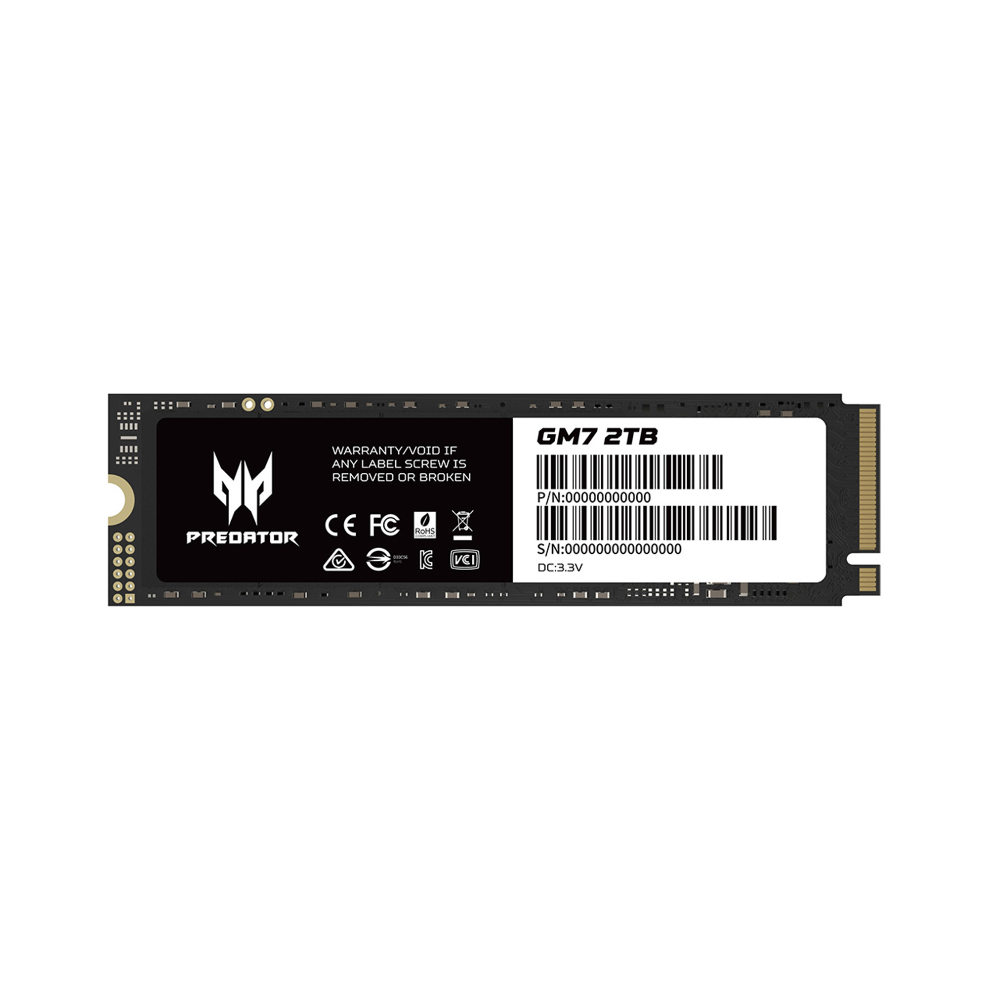 Unidad de Estado Sólido Predator GM7 de 2 TB, M2 2280, NVMe PCIe Gen 4X4, 7400/6300 MB/s.