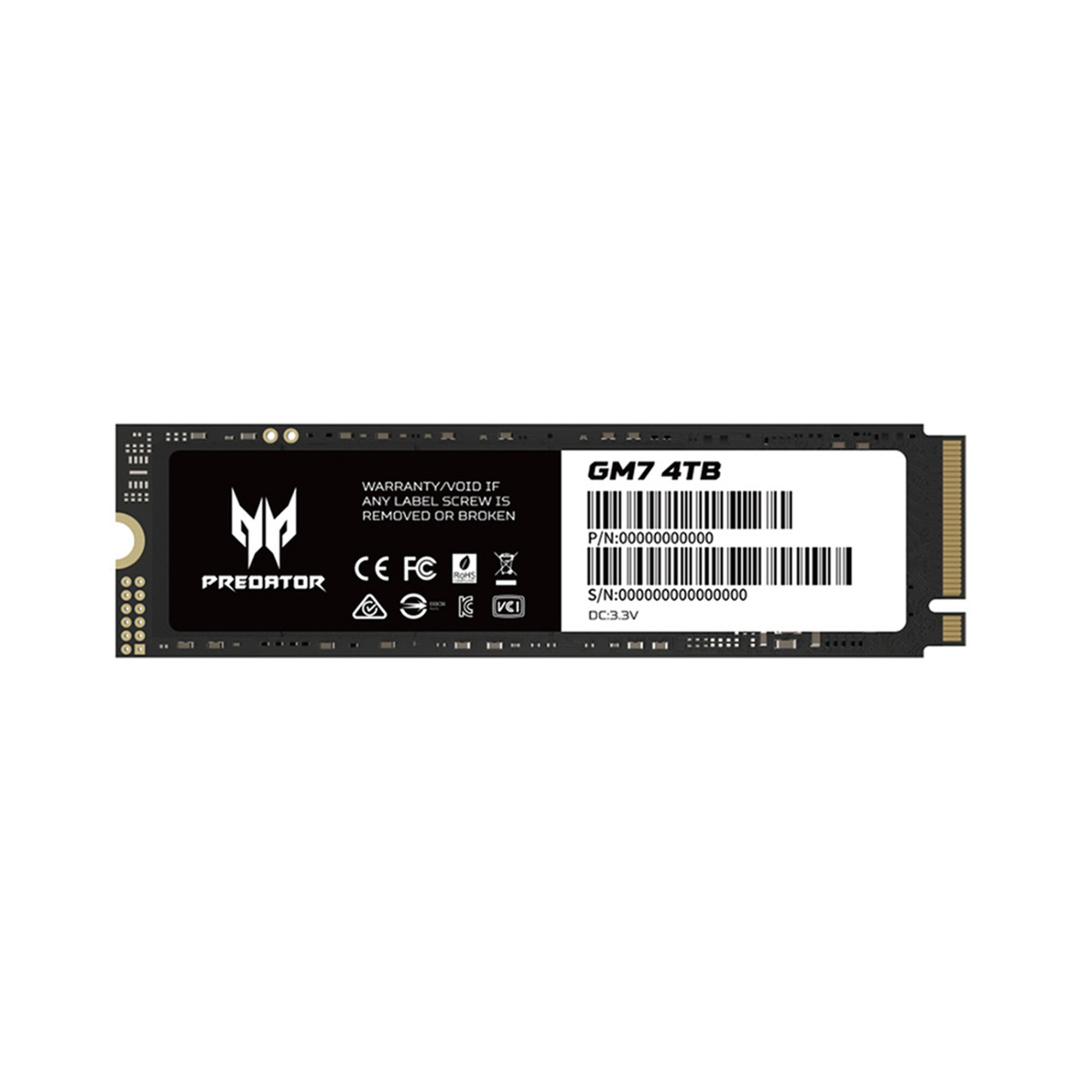 Unidad de Estado Sólido Predator GM7 de 4 TB, M2 2280, NVMe PCIe Gen 4X4, 7400/6300 MB/s.