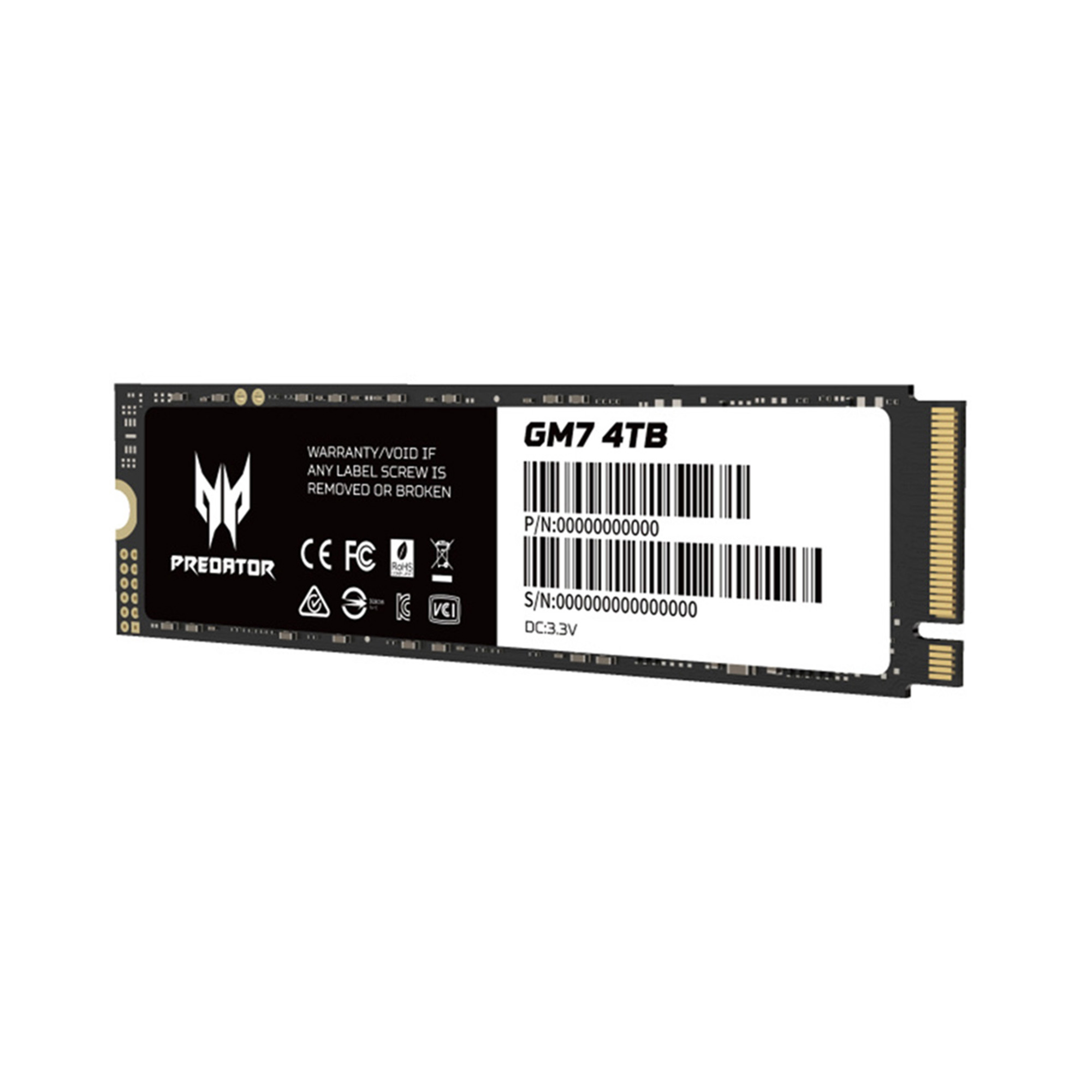Unidad de Estado Sólido Predator GM7 de 4 TB, M2 2280, NVMe PCIe Gen 4X4, 7400/6300 MB/s.