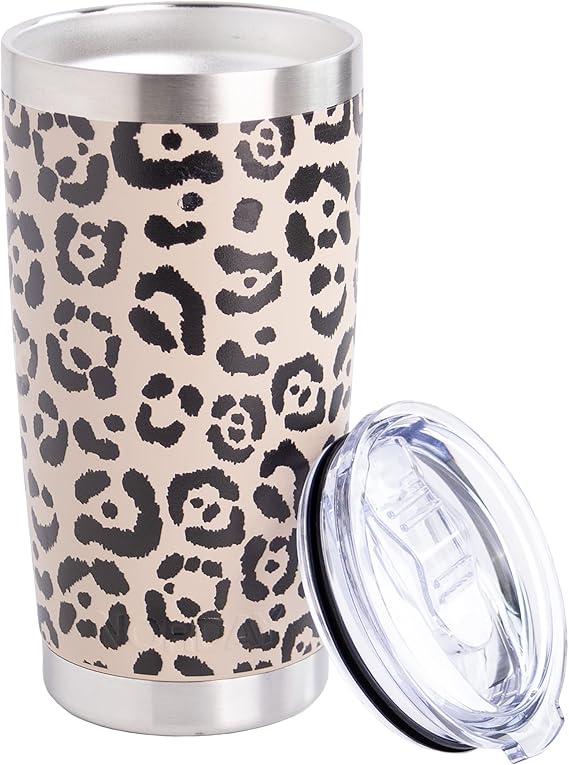 A NORDAY | Termos para Agua - Termo Tumbler Arena Leopardo | Vaso Termico 20oz - 600ml | Vasos de Acero Inoxidable - Termos para Cafe - Temperatura 24hs | Regalos Para Mujer - Regalos para Hombre.