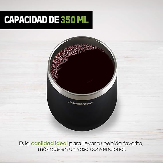 A Redlemon Vaso Térmico y Termos para Café (2 piezas), Copas de Vino y Cerveza de Acero Inoxidable con Tapa Hermética, Vaso con Popote y Taza para Bebidas Calientes 3 Horas y Frías 4 Horas (350 ml).