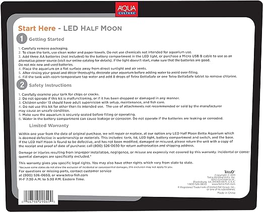Tetra, Tanque en forma de media luna con luz LED para pez beta, 1.1 galones.