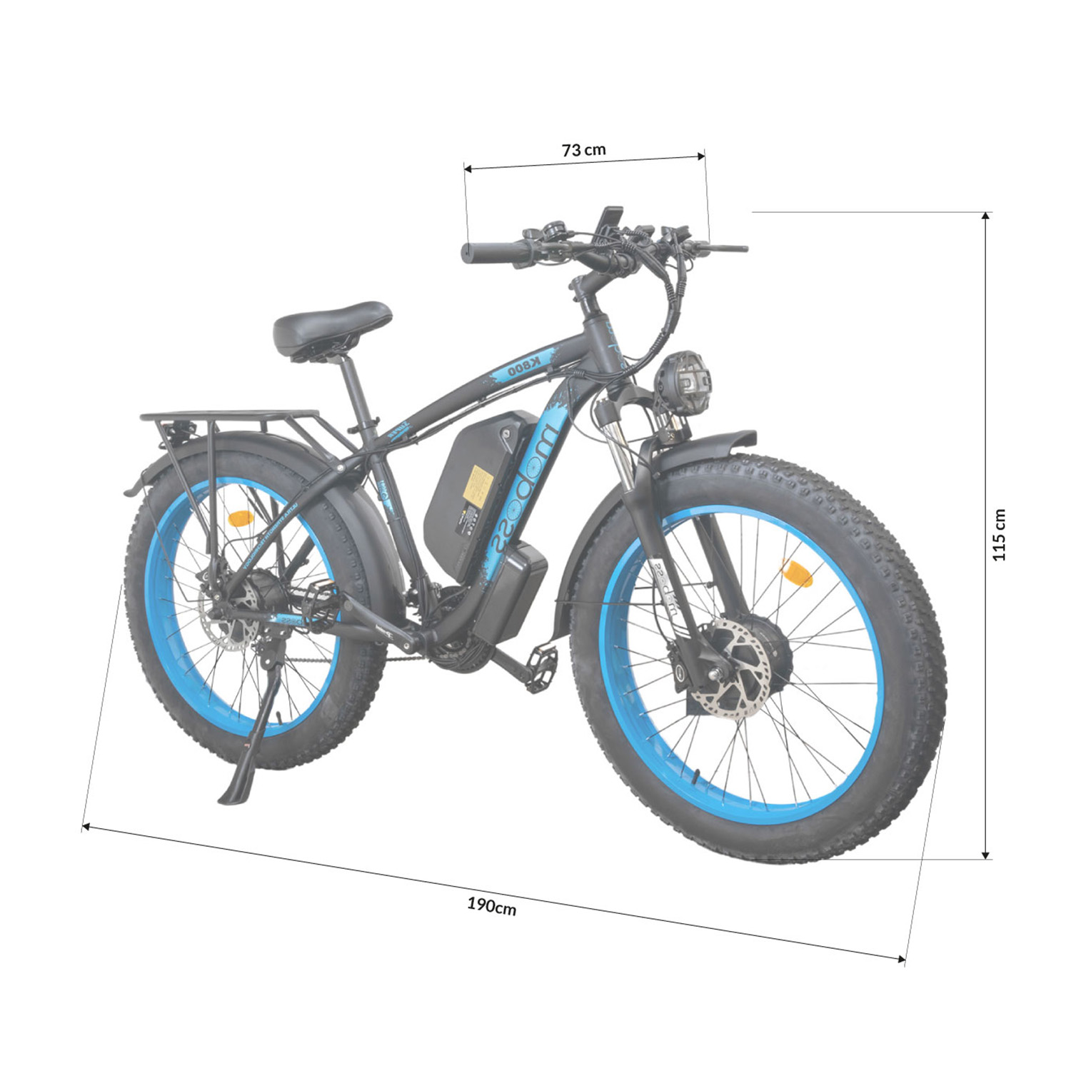 Bicicleta Eléctrica de Montaña Fatbike Moboss K800 Doble motor 1000W x 2 26" Azul.