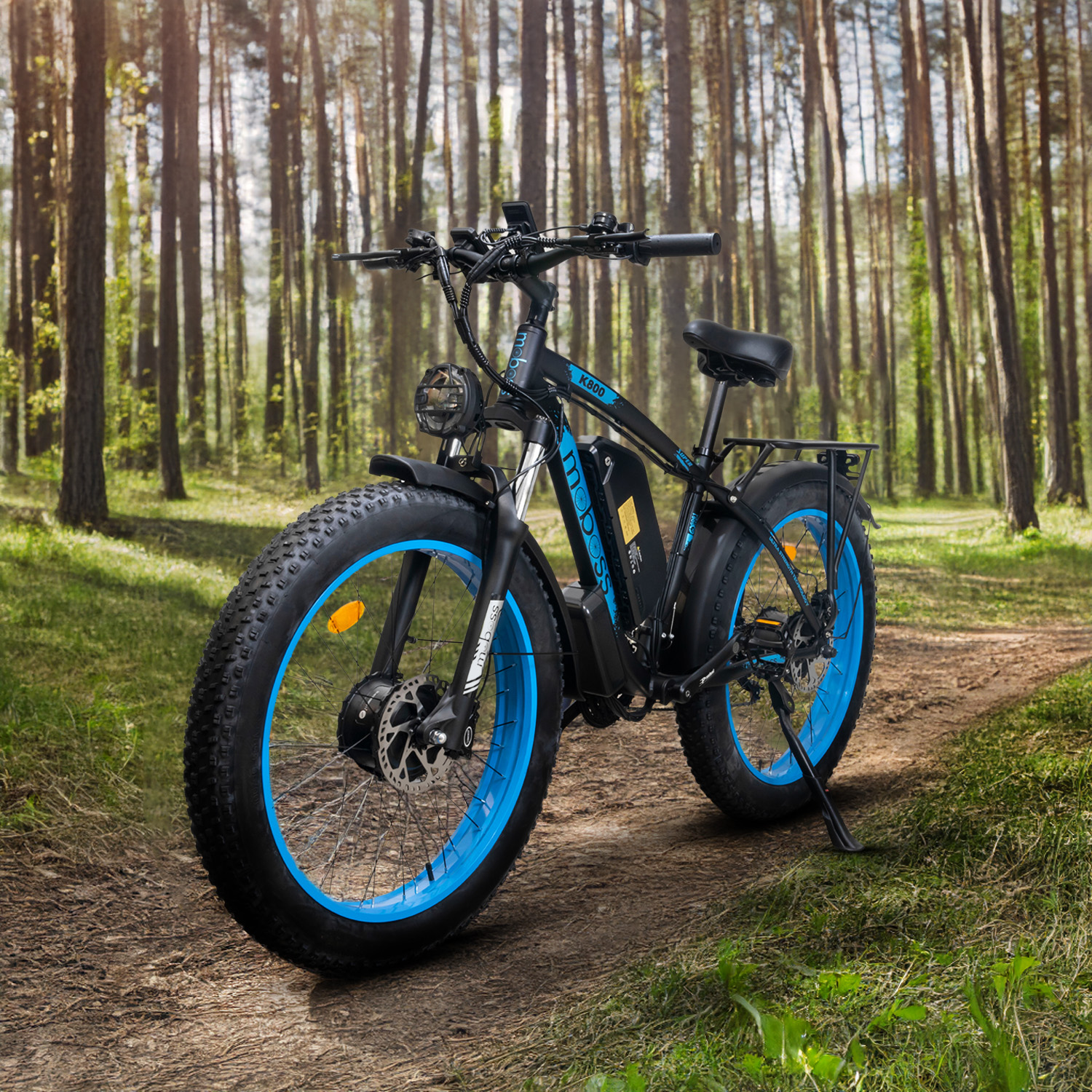 Bicicleta Eléctrica de Montaña Fatbike Moboss K800 Doble motor 1000W x 2 26" Azul.