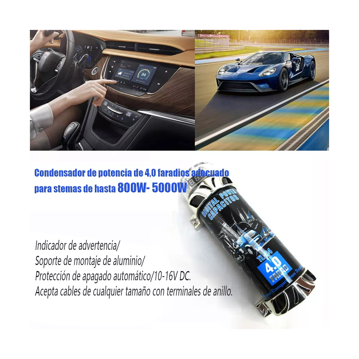 Capacitor Para Sonido Audio Rock Carros 4.0 Faradios Digital.