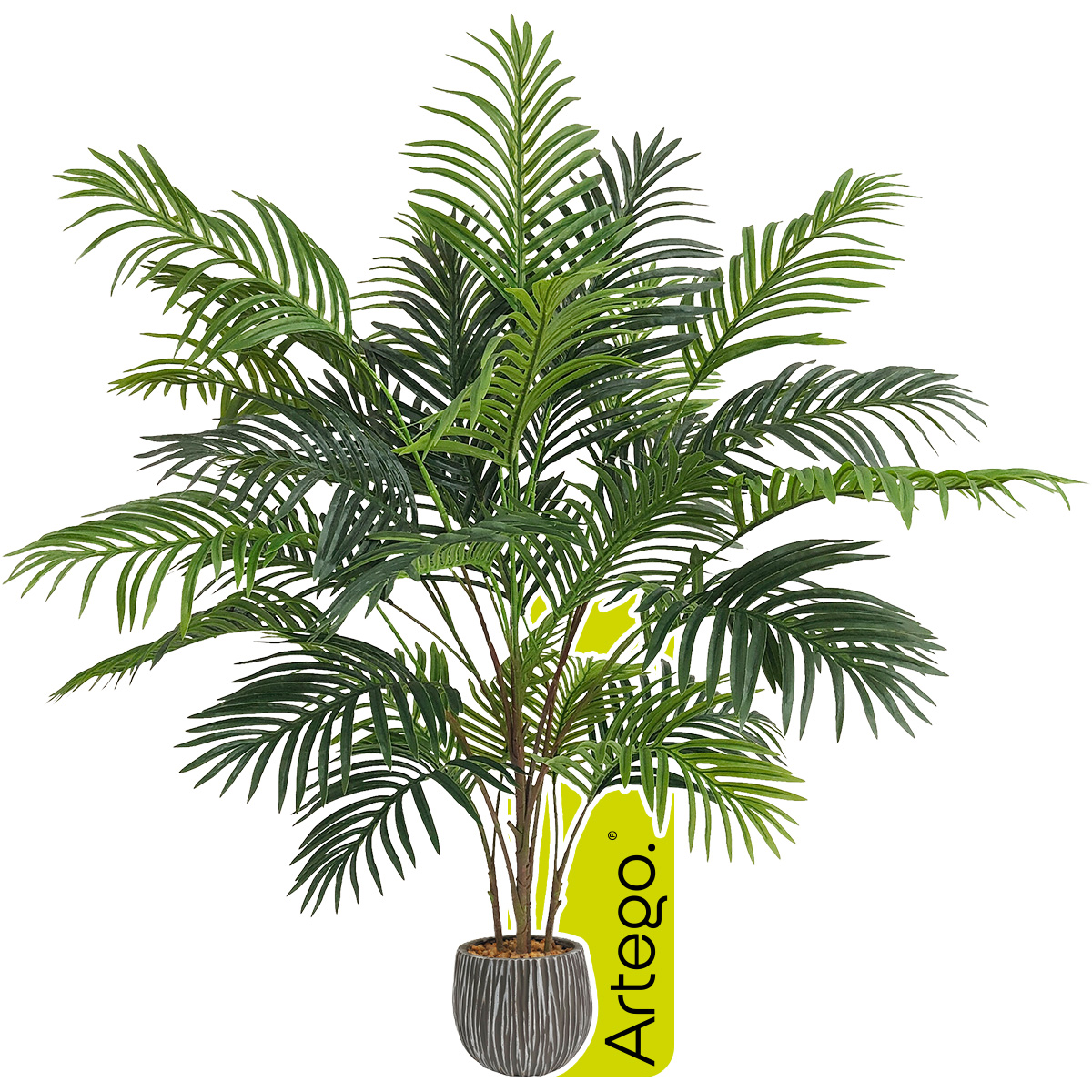 Planta artificial decorativa moderna con maceta Palmera Hawaii de 130cm de alto Artego para hogar sala comercio oficina.