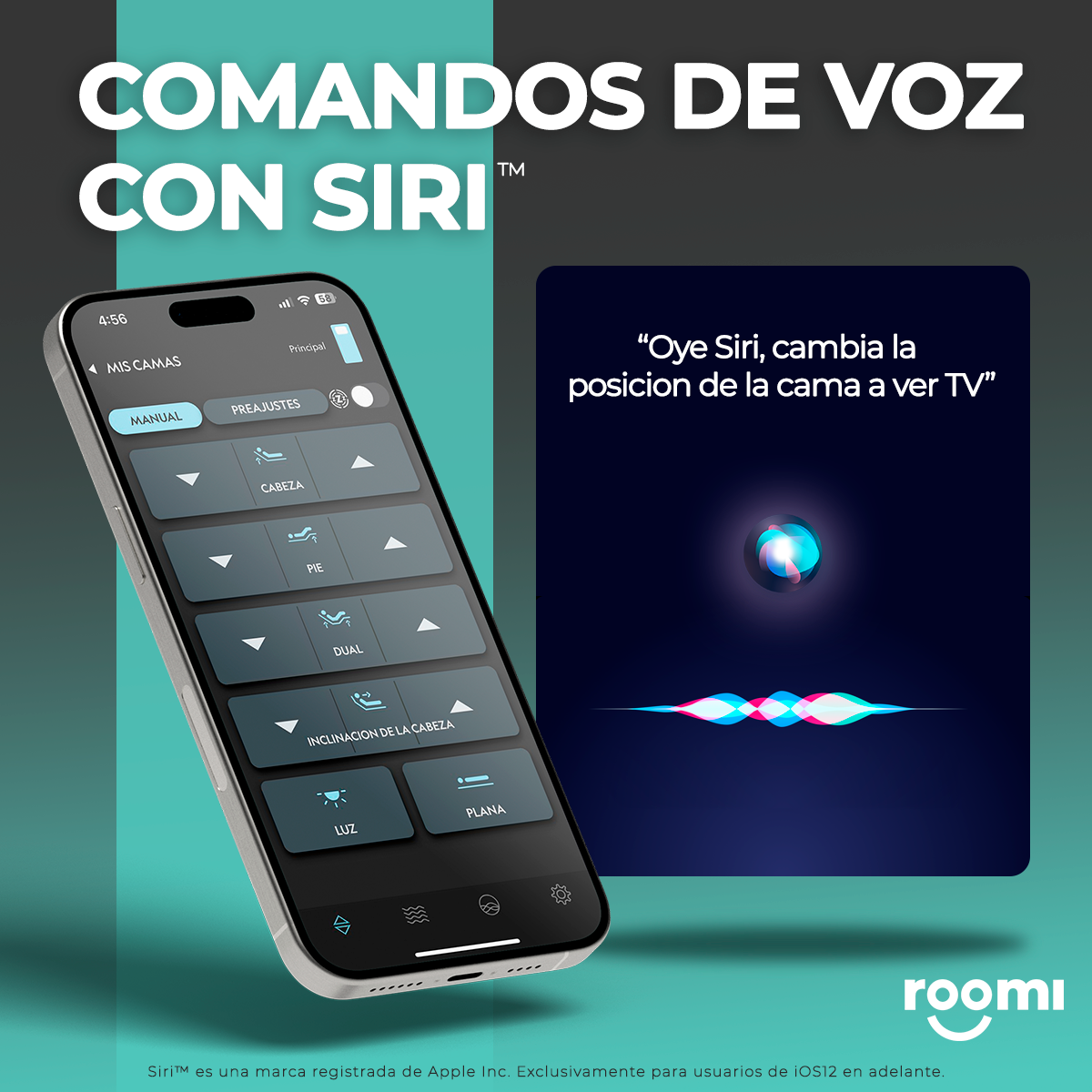 Cama Eléctrica King Size Ajustable con Control Remoto, Función Masaje y Luz Bajo Cama ROOMI.
