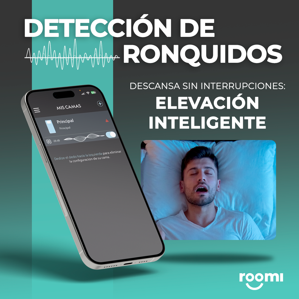 Cama Eléctrica King Size Ajustable con Control Remoto, Función Masaje y Luz Bajo Cama ROOMI.
