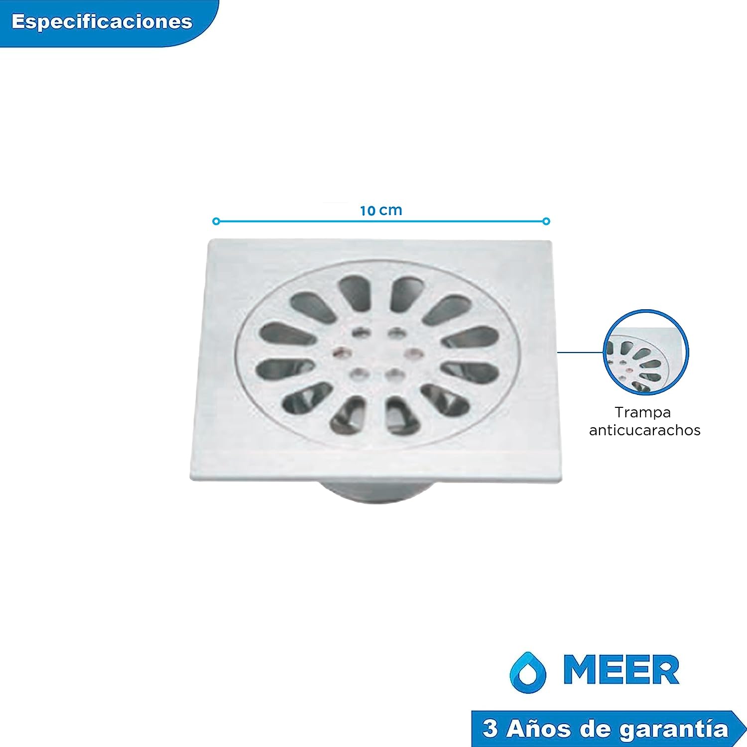 MEER Faucets by CNX - Kit de Regadera con Cuello, Resumidero y Mezcladora Monomando en Acabado Satinado. Kit de Regadera para Baño.